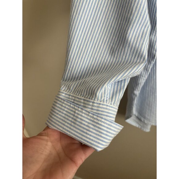 NWT GAP White Blue Striped  Cotton Poplin Oversized Button-Up Big Shirt Large - Picture 6 of 11